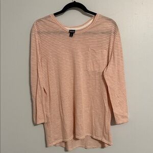 Patagonia Coral Striped 3/4 Length Sleeve Tee Base Layer Extra Large